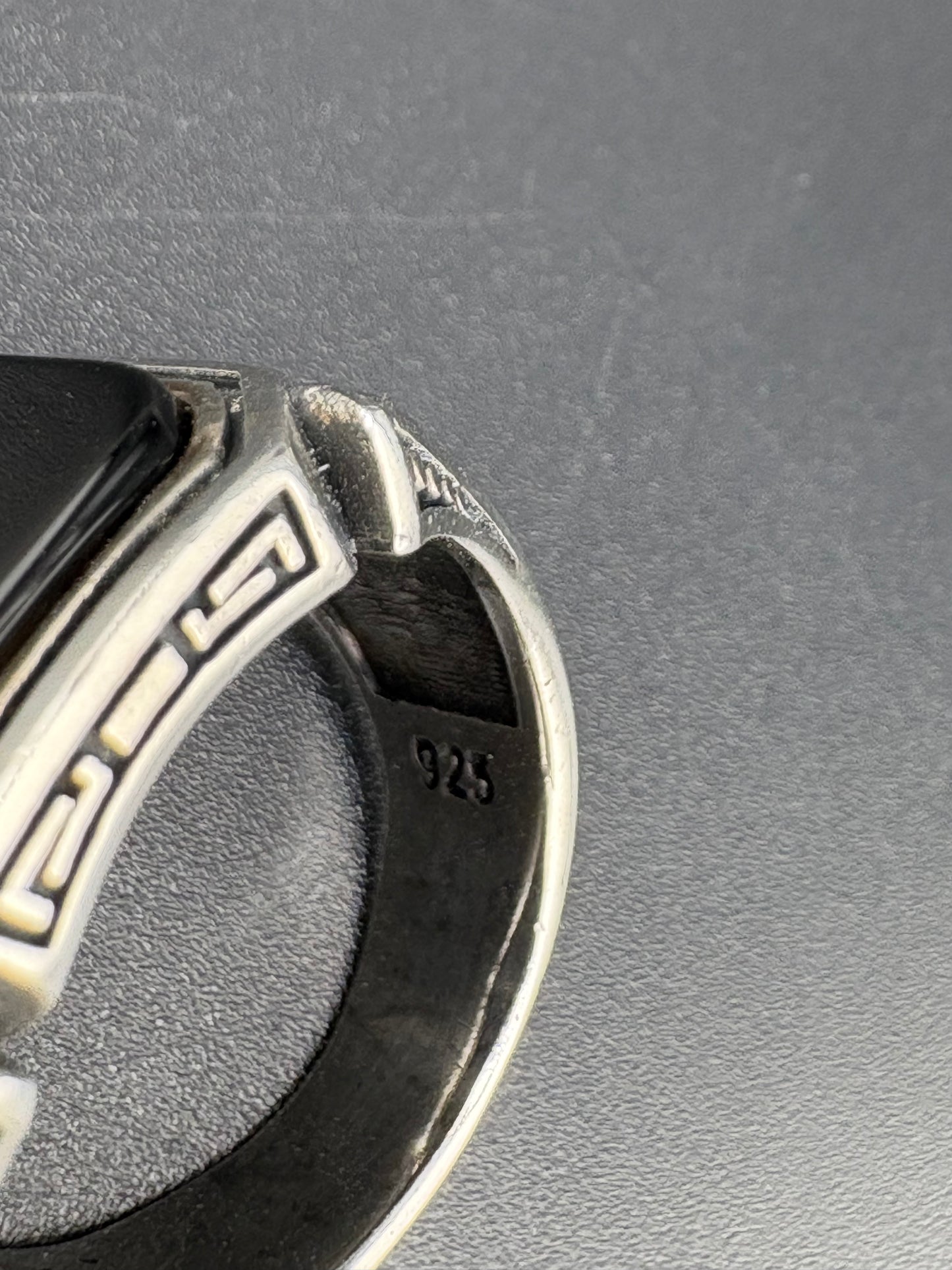 925 Sterling Silver Square Onyx Celtic Ring — Size 9.25