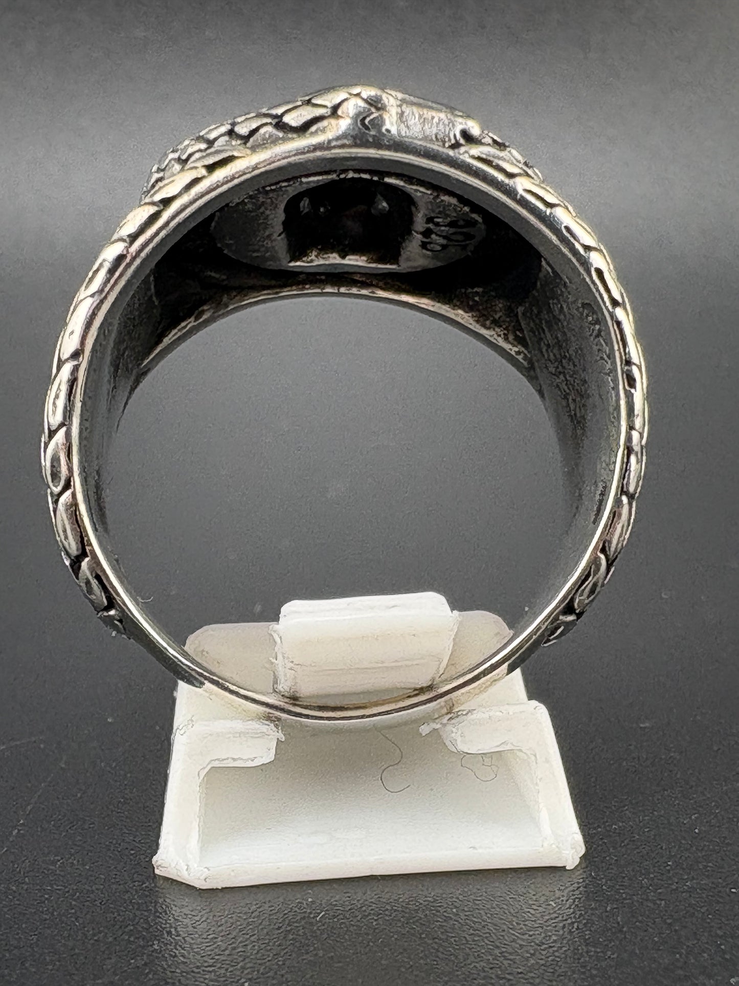 .925 Sterling Silver Skull & Snake Ring – 10.5g – Size 10
