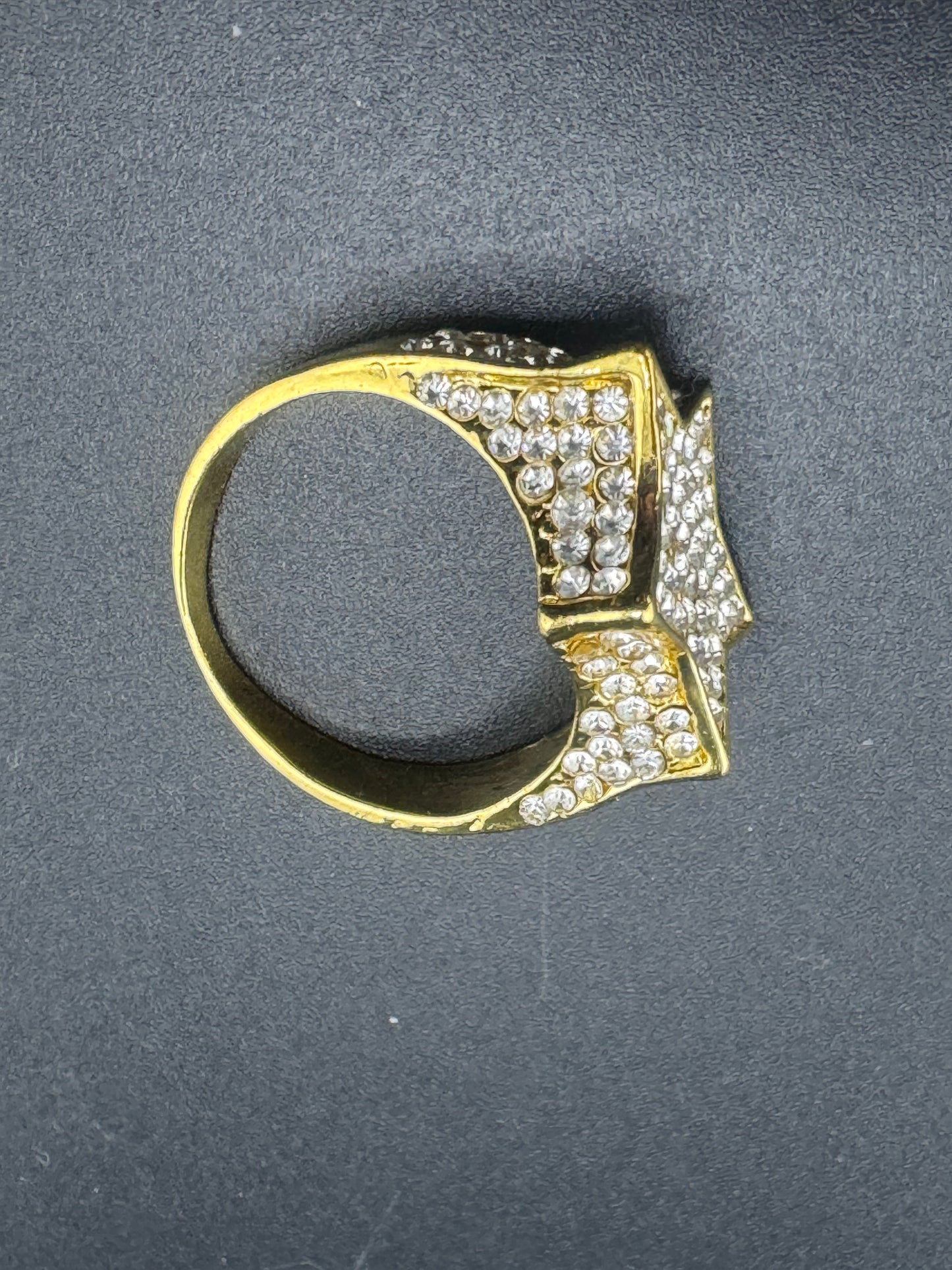 Gold Plated Stainless Steel CZ Diamond Star Ring – Size 10