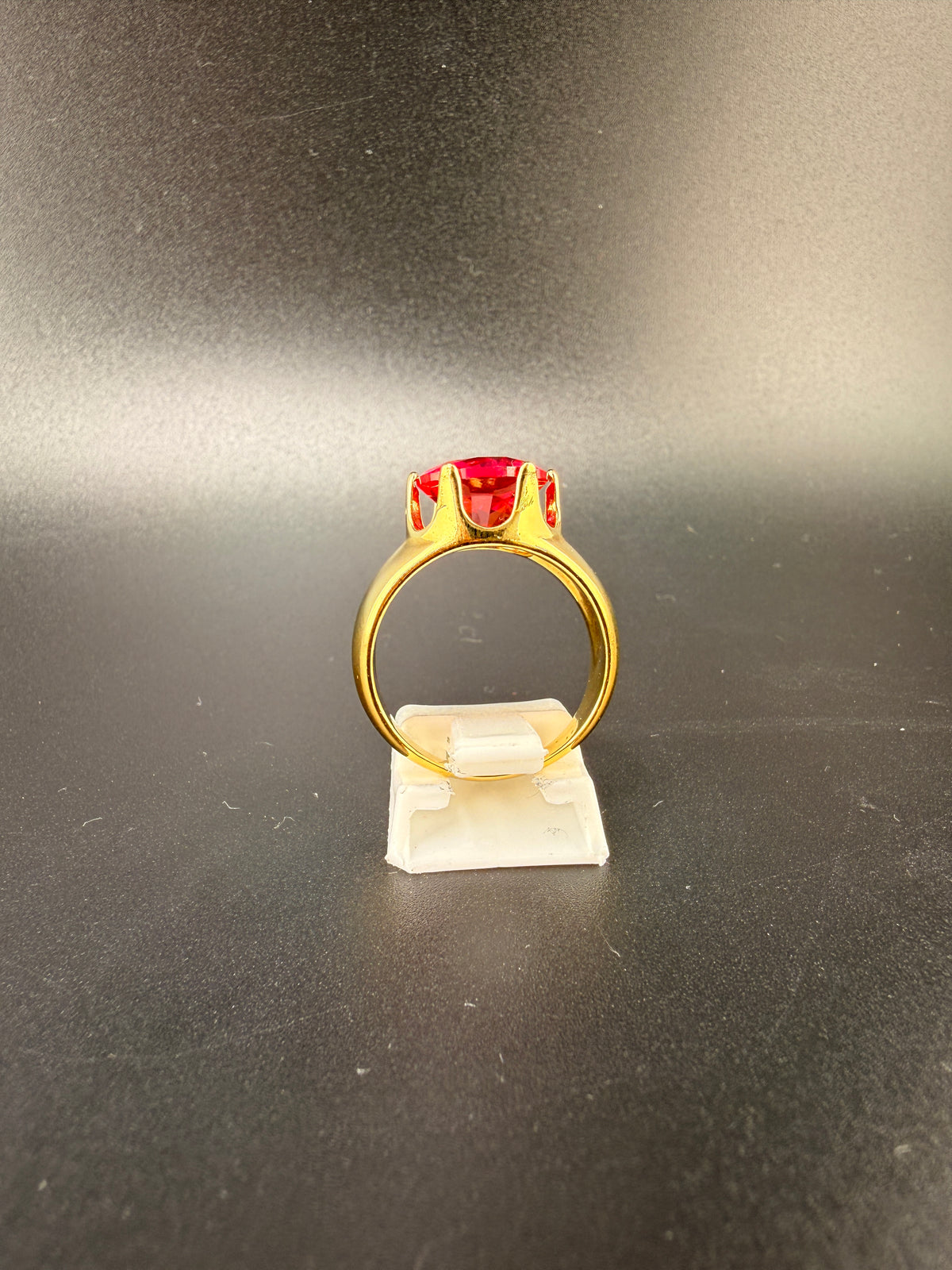 14K Gold Bonded Sterling Silver 3 CT Synthetic Ruby Solitaire Ring – Size 7