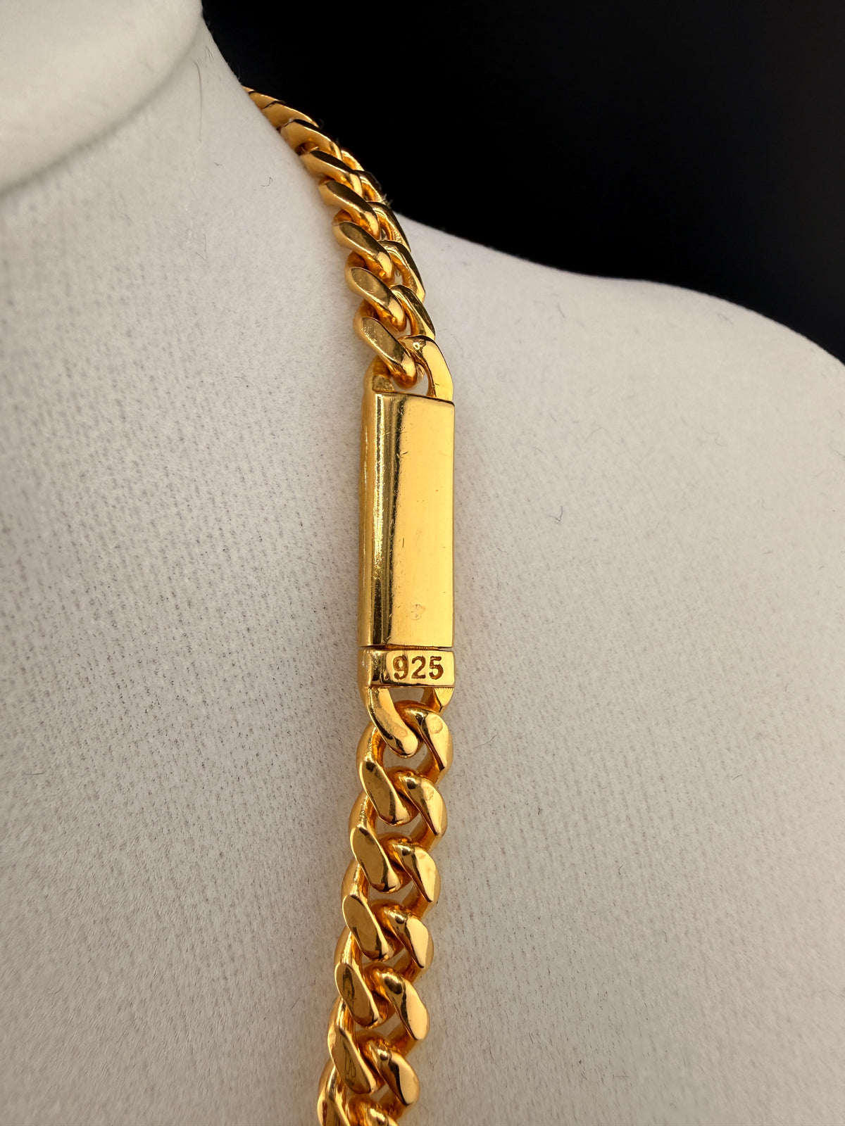 14Kt Gold Bonded over Sterling 925 Silver Solid Cuban Link Chain Necklace 6.5MM / 22 in
