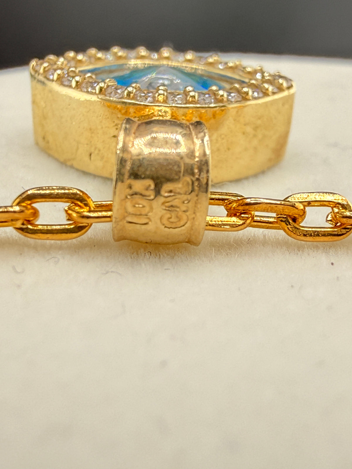 10K Solid Gold CZ Diamond Evil Eye Pendant