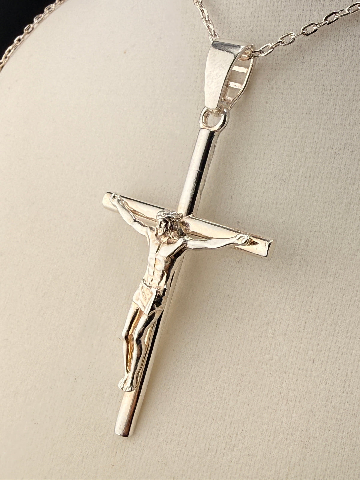 .925 Sterling Silver Jesus on Cross Pendant — 3 Inches detail view