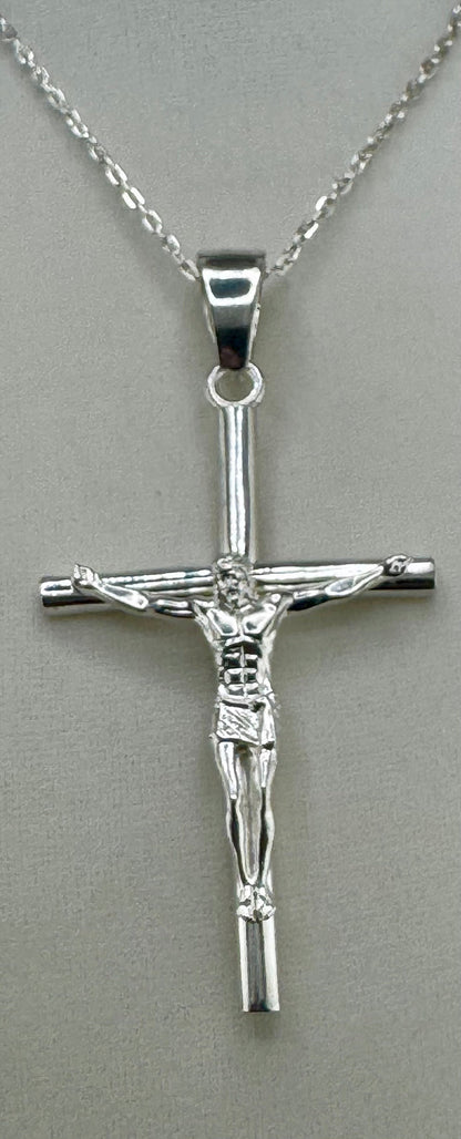 .925 Sterling Silver Jesus on Cross Pendant
