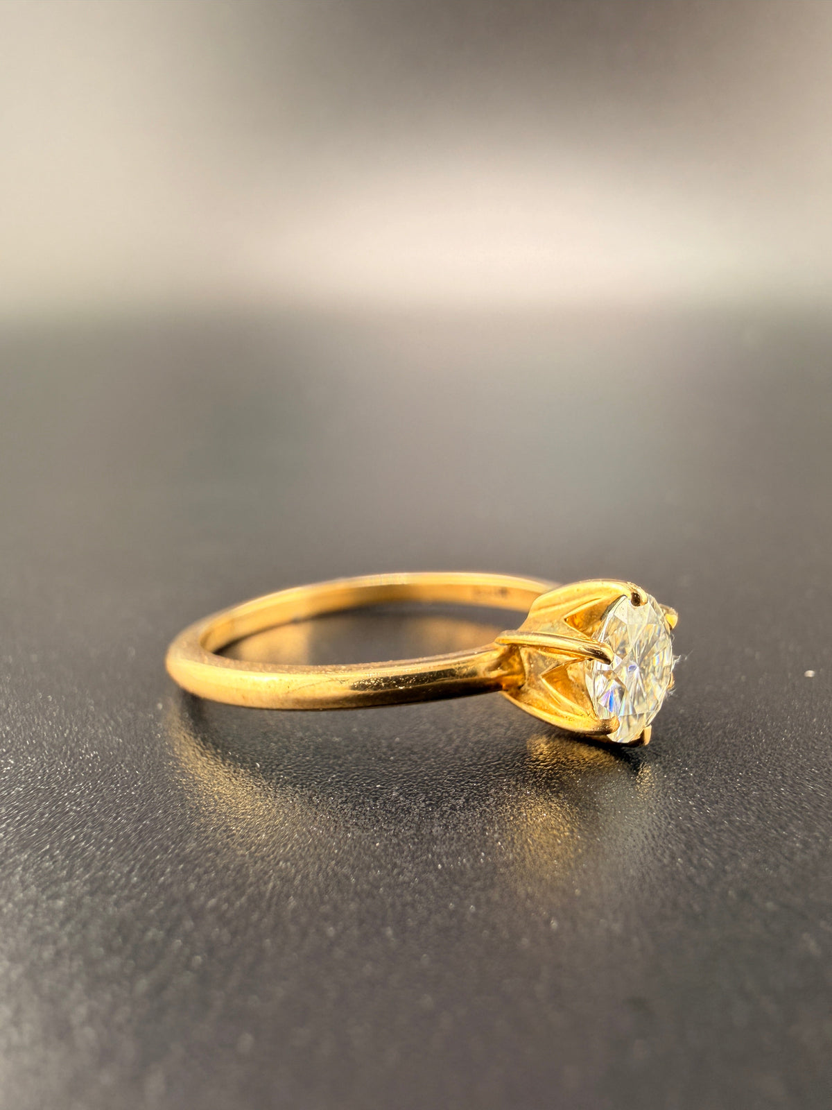 14K Gold Solitaire Moissanite Ring – 5.5mm Round Cut | Women's Classic Engagement Ring alternate product view