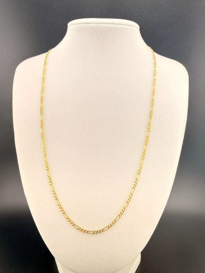 10K Solid Gold Italian Figaro Necklace – 2.4 mm / 22 in