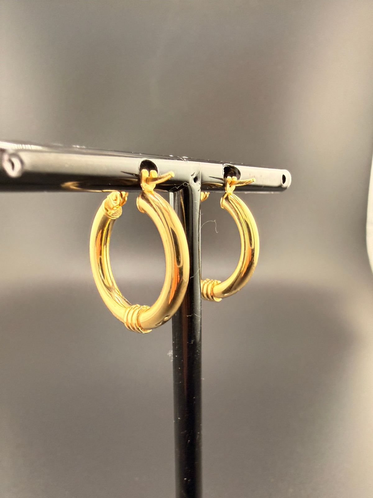 14K Solid Gold Hoop Earrings – Classic Lightweight Real Gold Hoops (2.2g) alternate product view