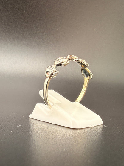 Sterling Silver 5 Skull Ring