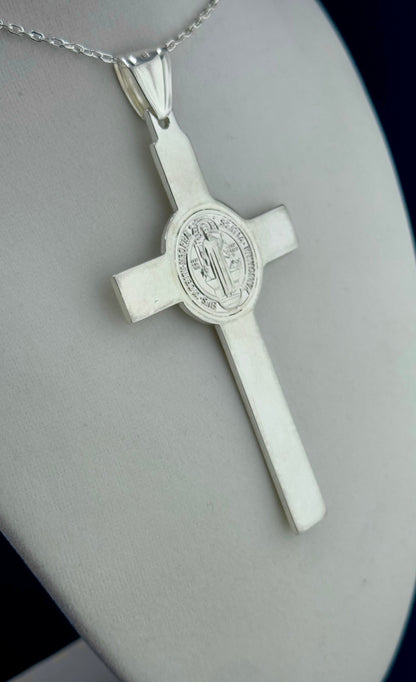 .925 Sterling Silver Jesus on Cross Pendant — 4.24 Inches