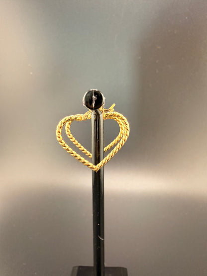 14K Solid Gold Heart Hoop Earrings – Lightweight Diamond-Cut Heart Hoops (1.53g) | Jewelry Connect Wholesale Price