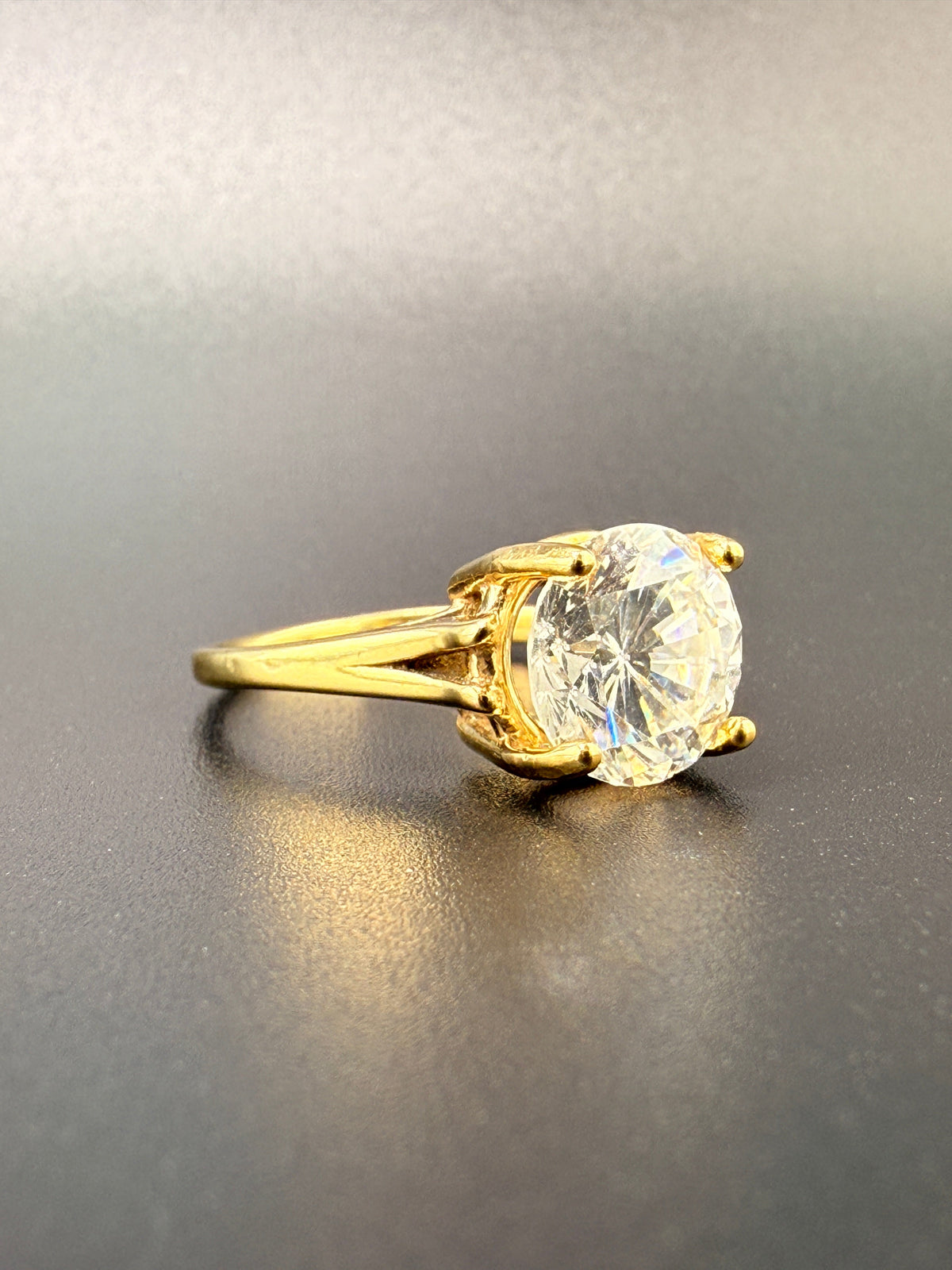 14K Gold Bonded Sterling Silver 2 CT CZ Diamond Solitaire Wedding Ring – Size 7 alternate product view