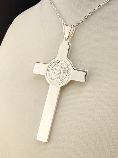 .925 Sterling Silver Cross Pendant – 3.5 Inch