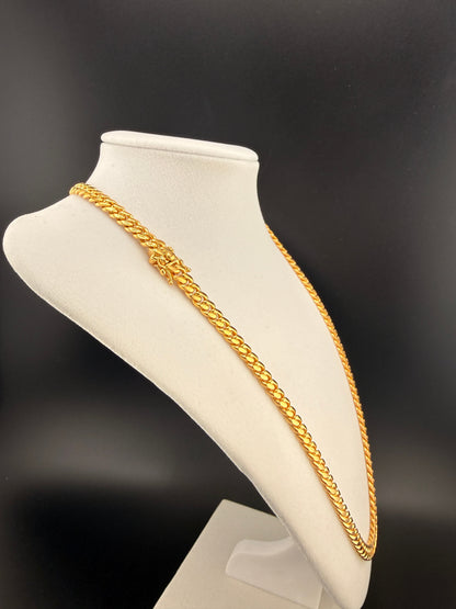 14K Gold Bond  Cuban Link Necklace over Solid 925 Sterling Silver 6.2 MM / 22 in