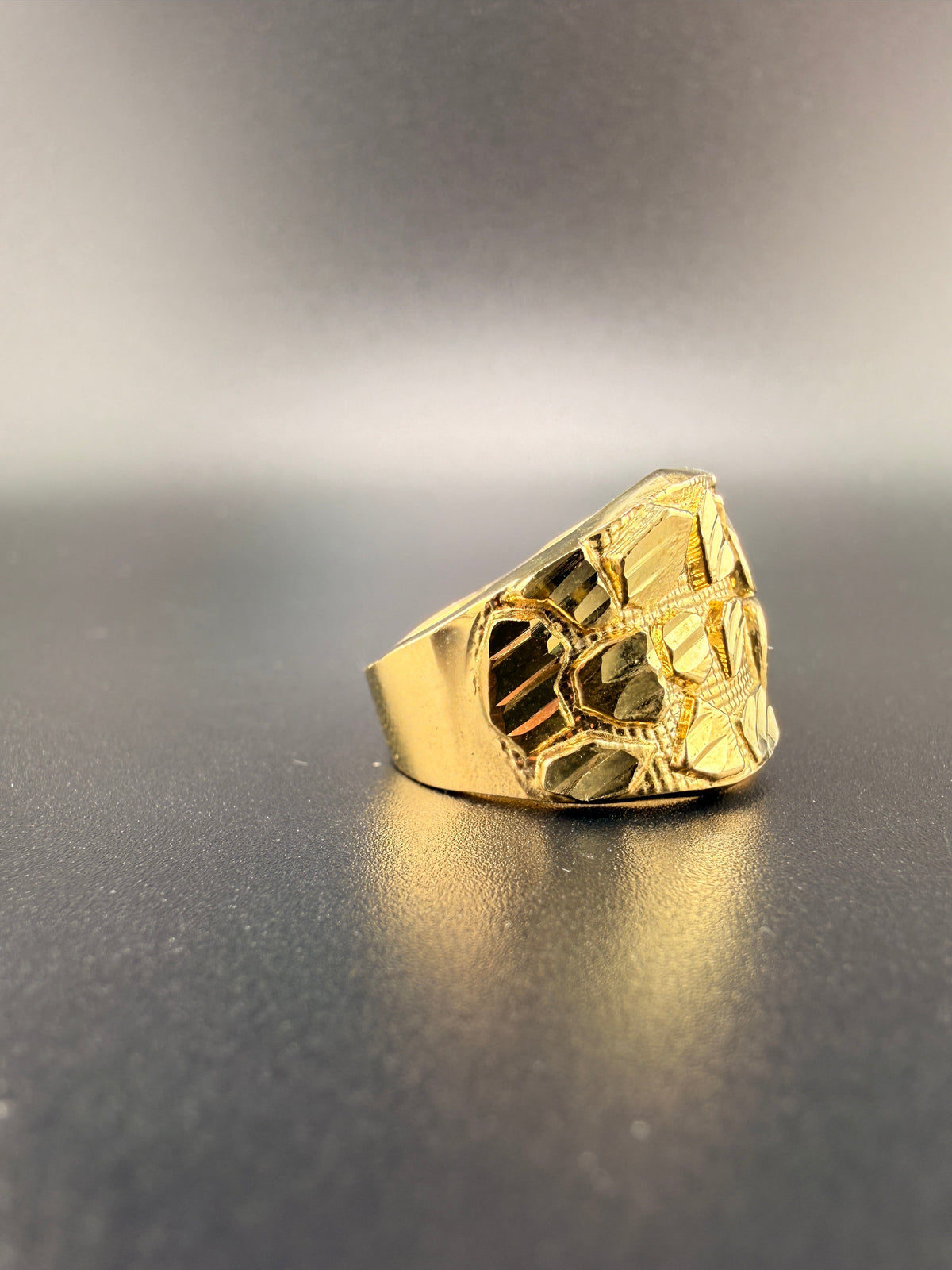 Men’s 10K Gold Nugget Ring – 7.7g Solid Gold Ring Size 10.5 | Wholesale Jewelry Price detail view