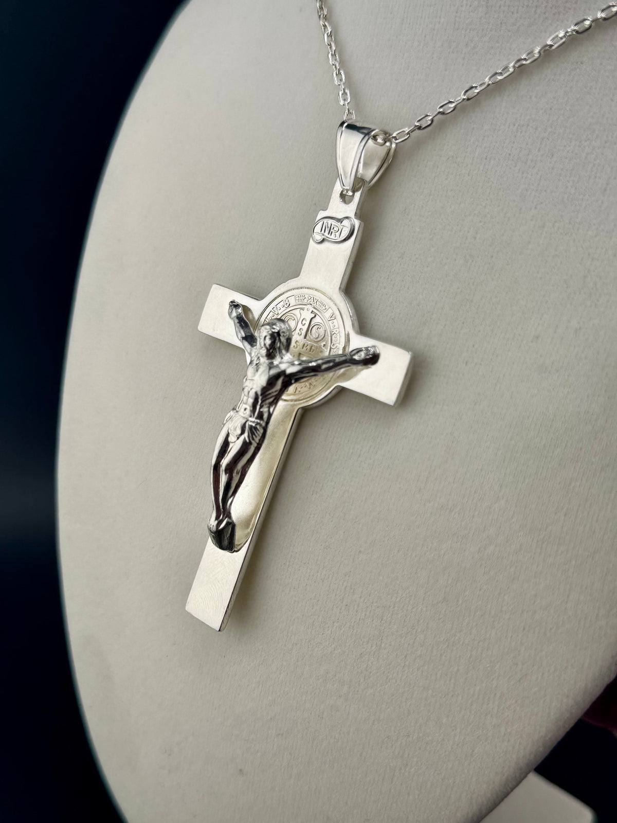 .925 Sterling Silver Jesus on Cross Pendant detail view