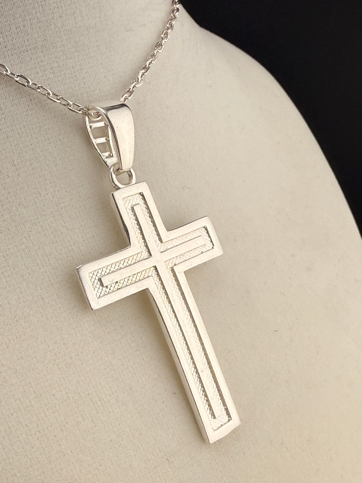 .925 Sterling Silver Cross Pendant – 2.6" Religious Cross Necklace Pendant alternate product view
