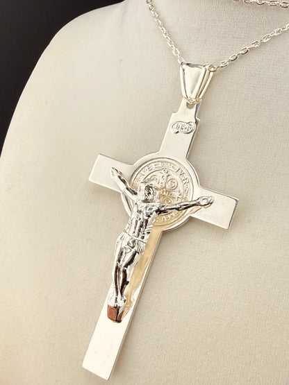 .925 Sterling Silver Jesus on the Cross Pendant – 4.5 Inch