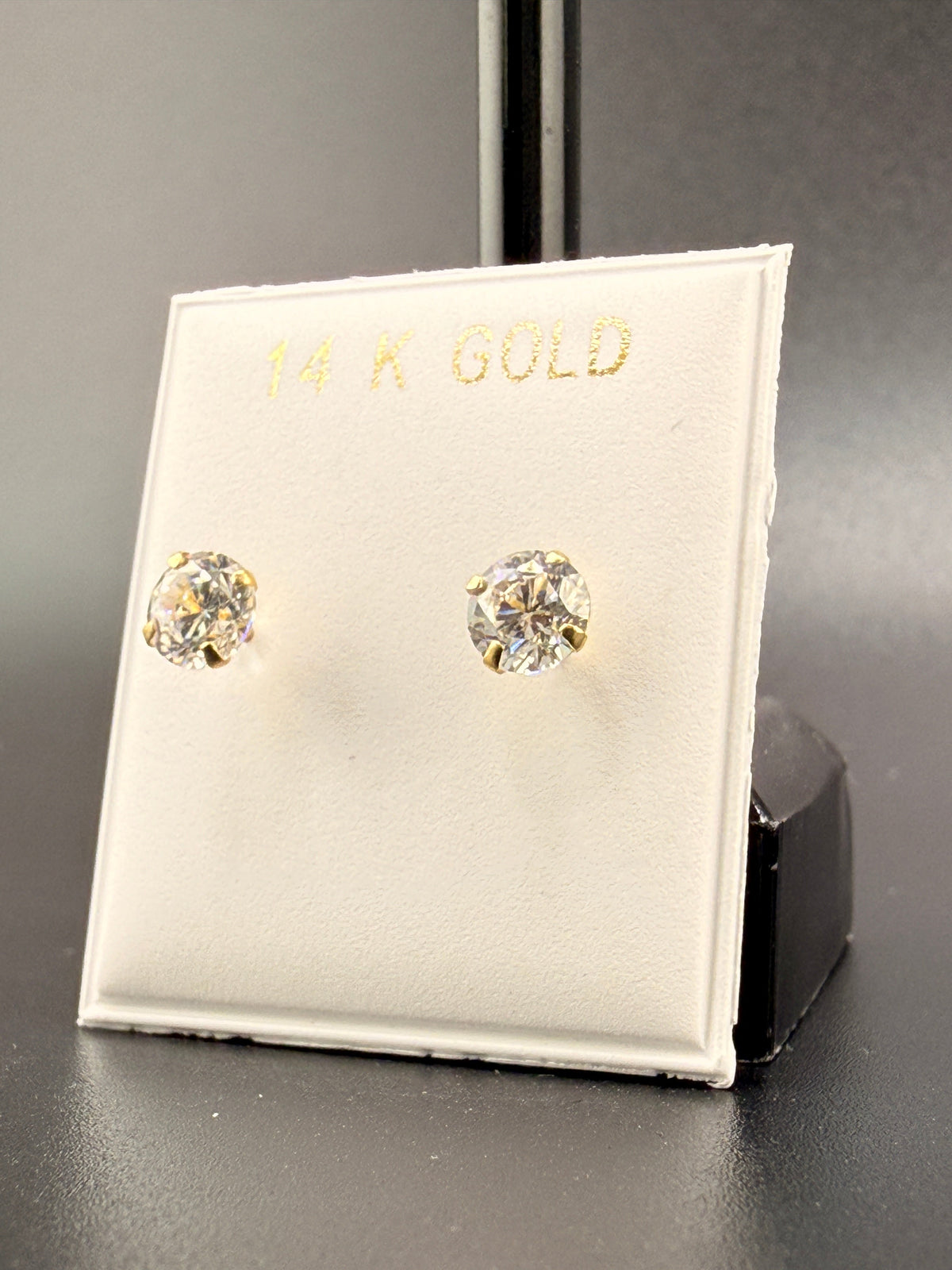 14K Gold 2CT CZ Diamond Stud Earrings alternate product view