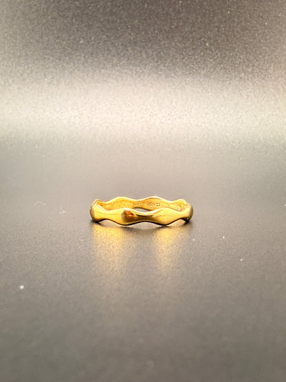 14K Gold Bonded Sterling Silver Wavy Band Ring - 7