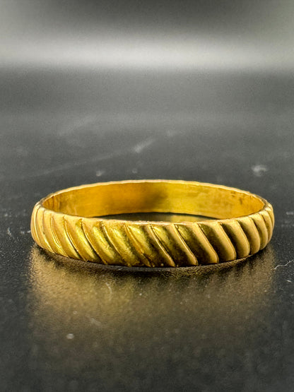 Gold Plated Stainless Steel Slanted Lines Band Ring – Size 9, 2 Grams