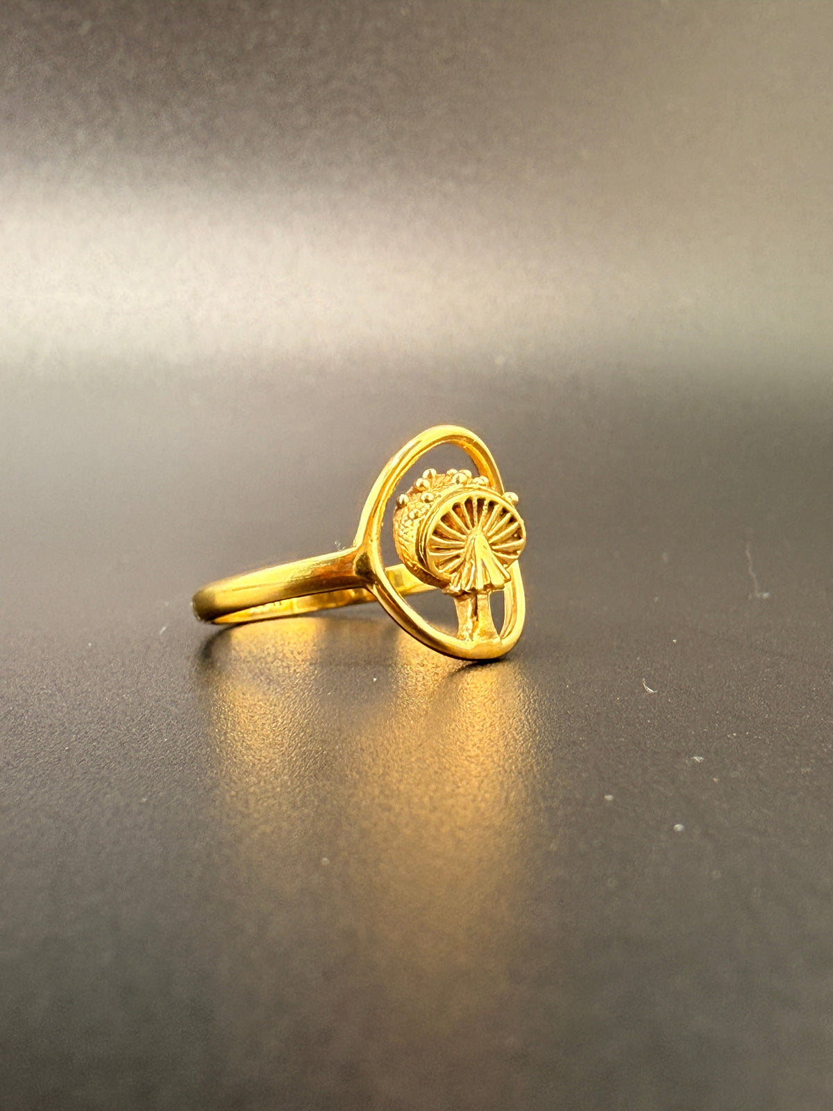 14K Gold Bonded Sterling Silver Mushroom Ring – Unique Mushroom Jewelry - 6 detail view