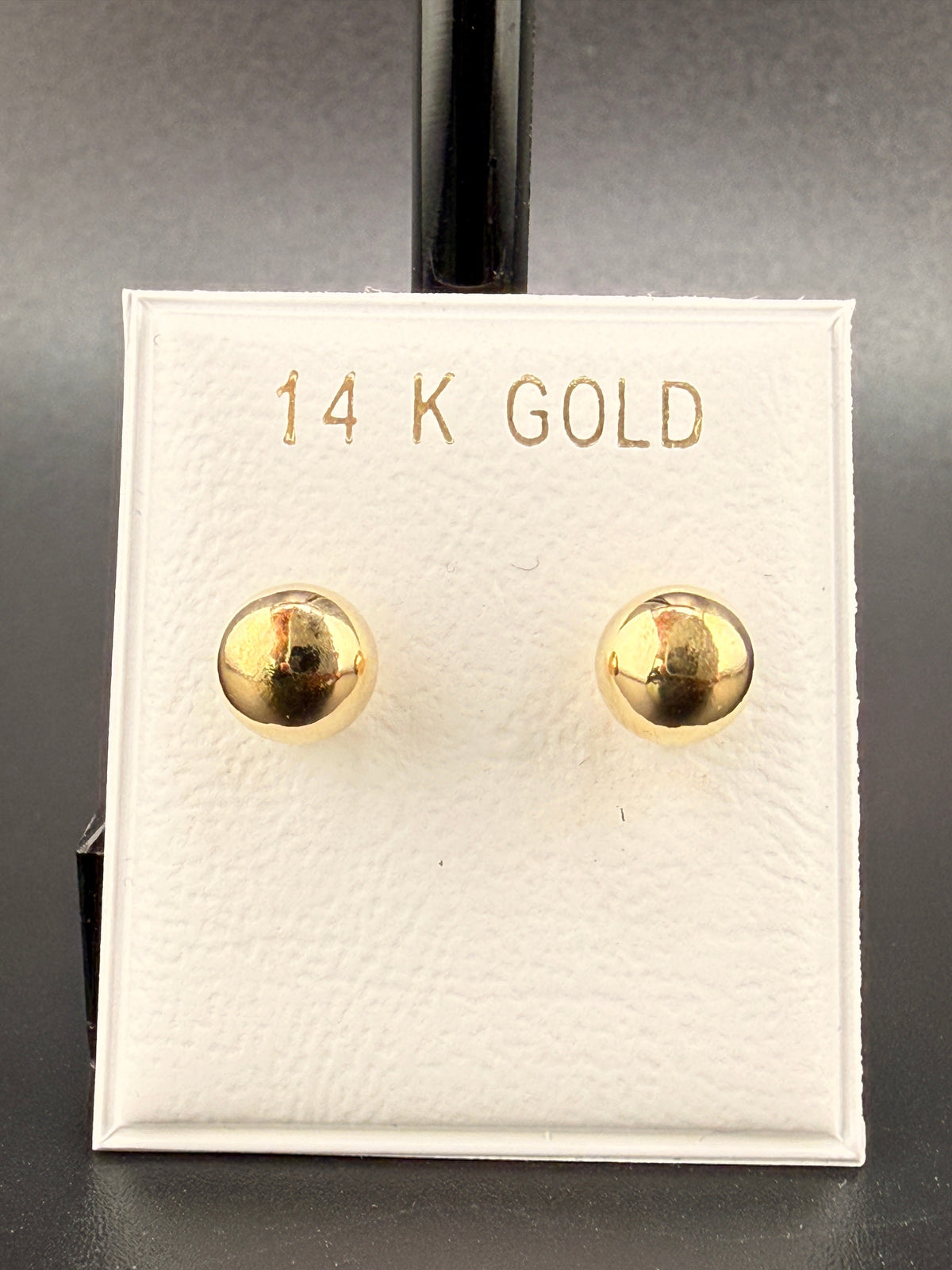 14K Solid Gold 6MM Ball Stud Earrings