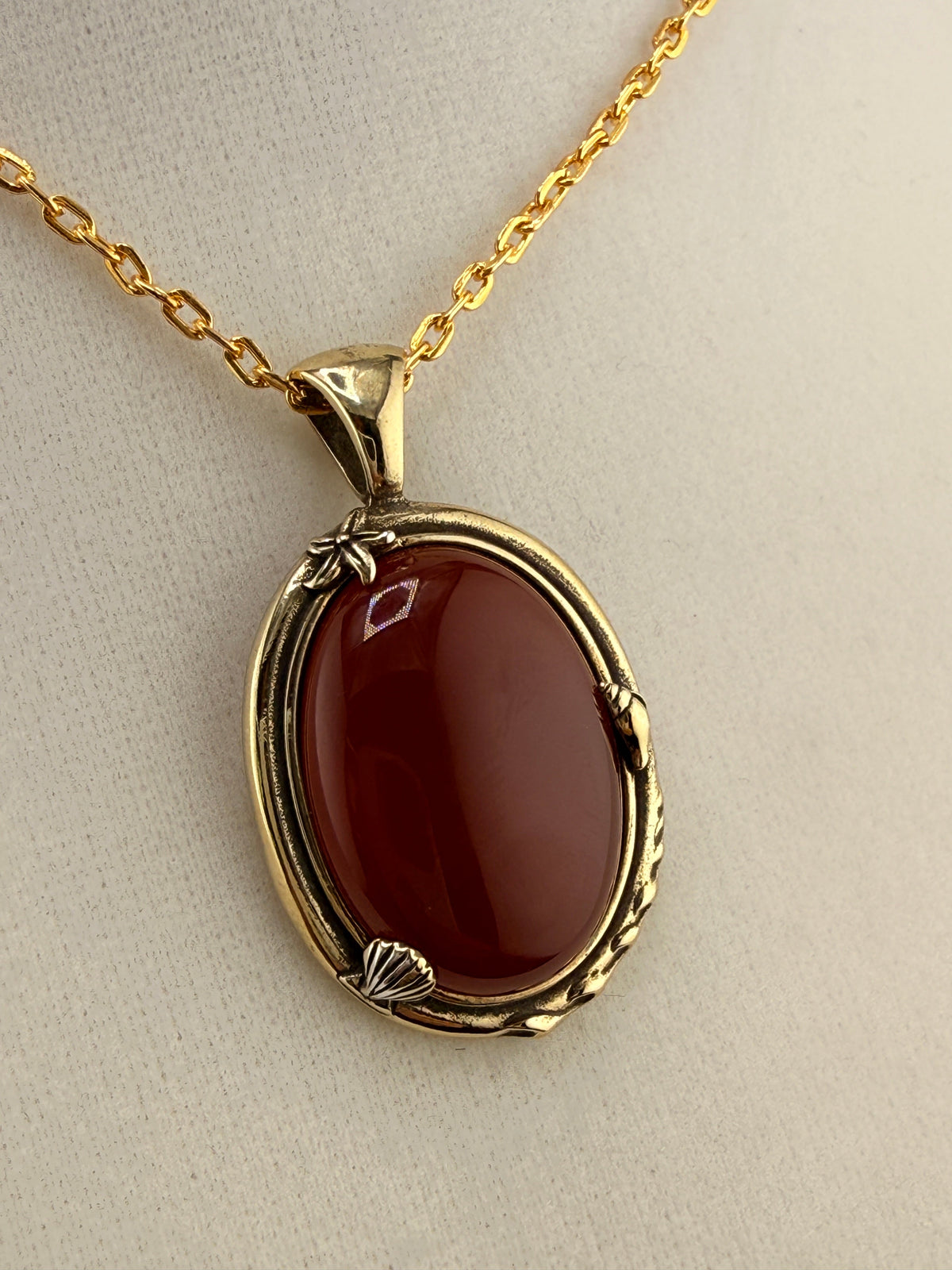 14K Gold Bonded Oval Garnet Pendant – .925 Sterling Silver, 1.5 Inch alternate product view