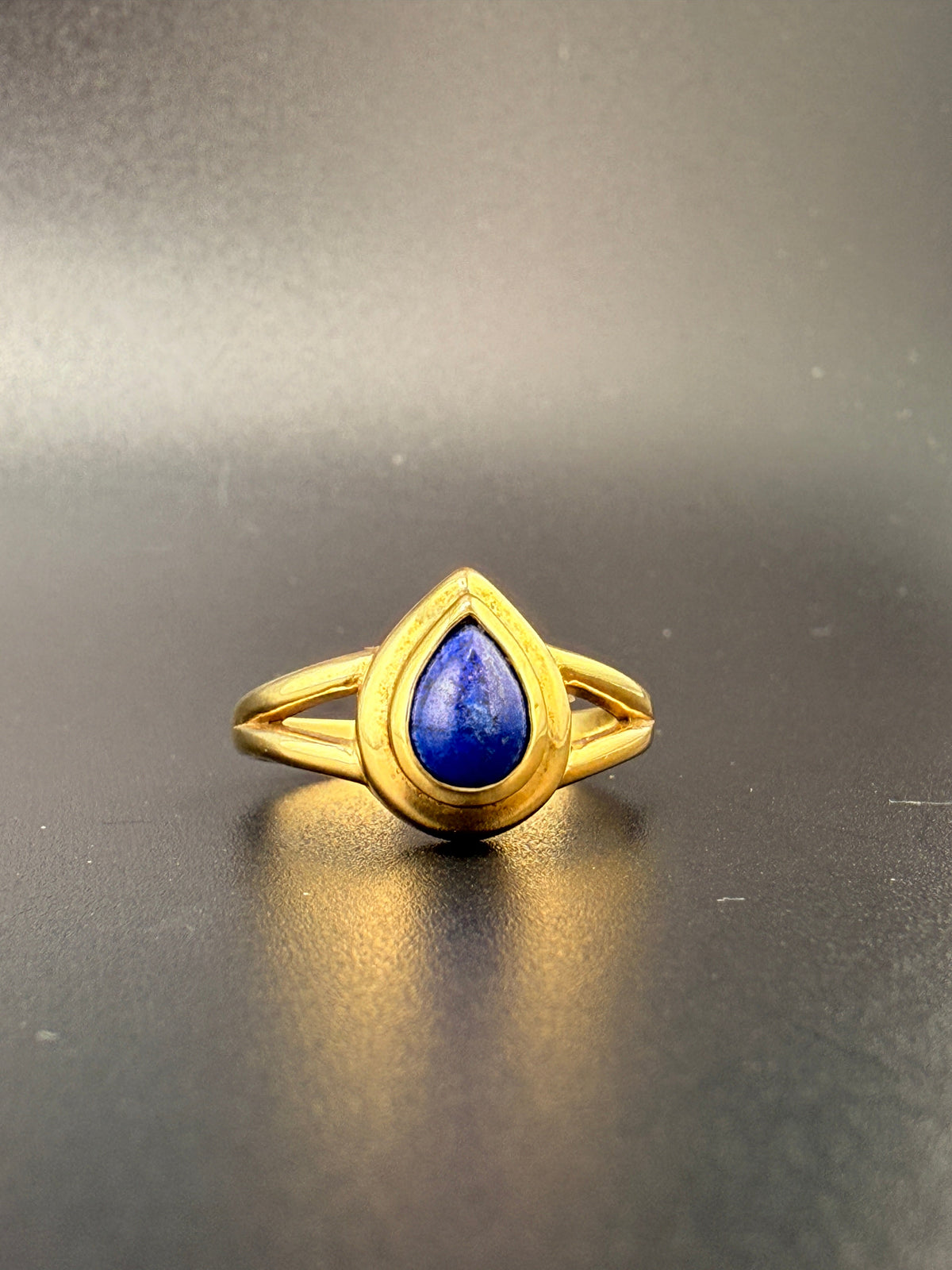 14K Gold Bonded Sterling Silver Teardrop Blue Sapphire Ring - 7 alternate product view