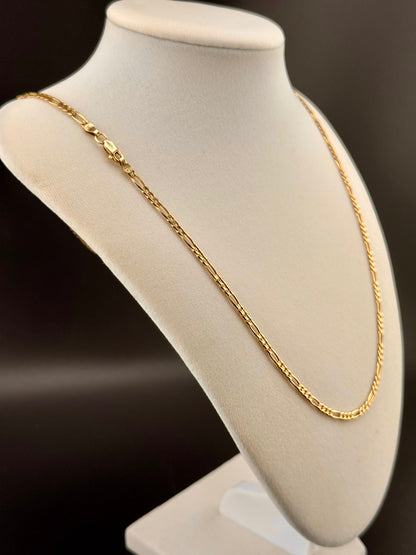 14K Solid Gold 3.15MM Figaro Chain — 3.15 MM / 24 Inches