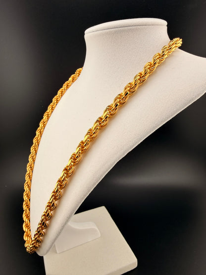 Italian Rope Chain – 14K Gold Bonded over Solid 925 Sterling Silver 7.5 mm / 24 in