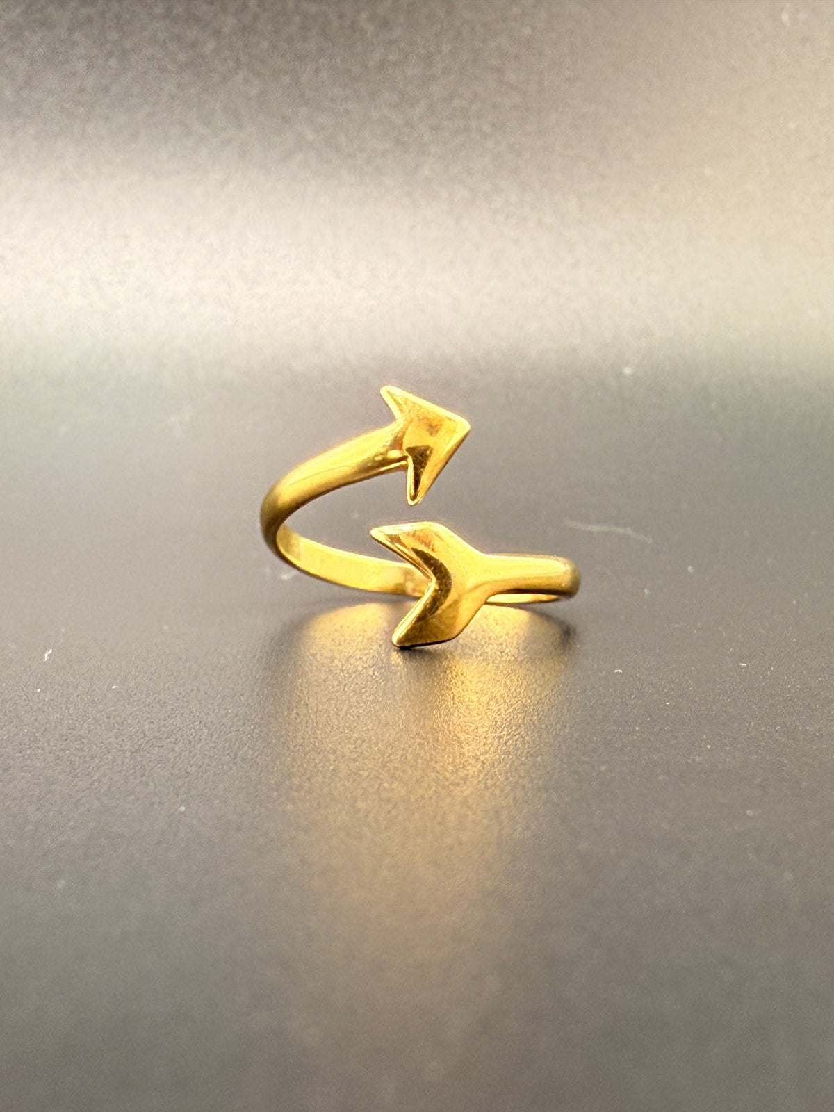 14K Gold Bonded Sterling Silver Arrow Ring – Adjustable Size, 2.11 Grams