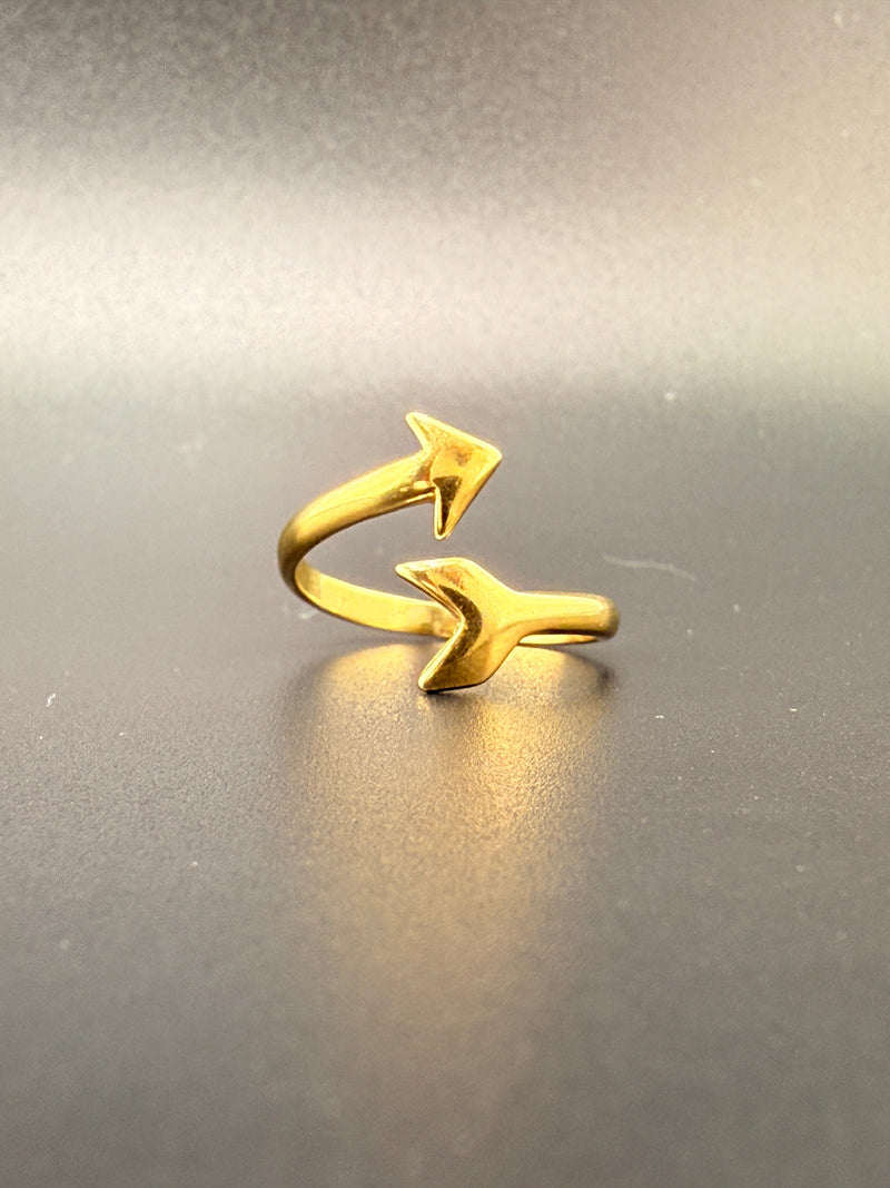 14K Gold Bonded Sterling Silver Arrow Ring – Adjustable Size, 2.11 Grams