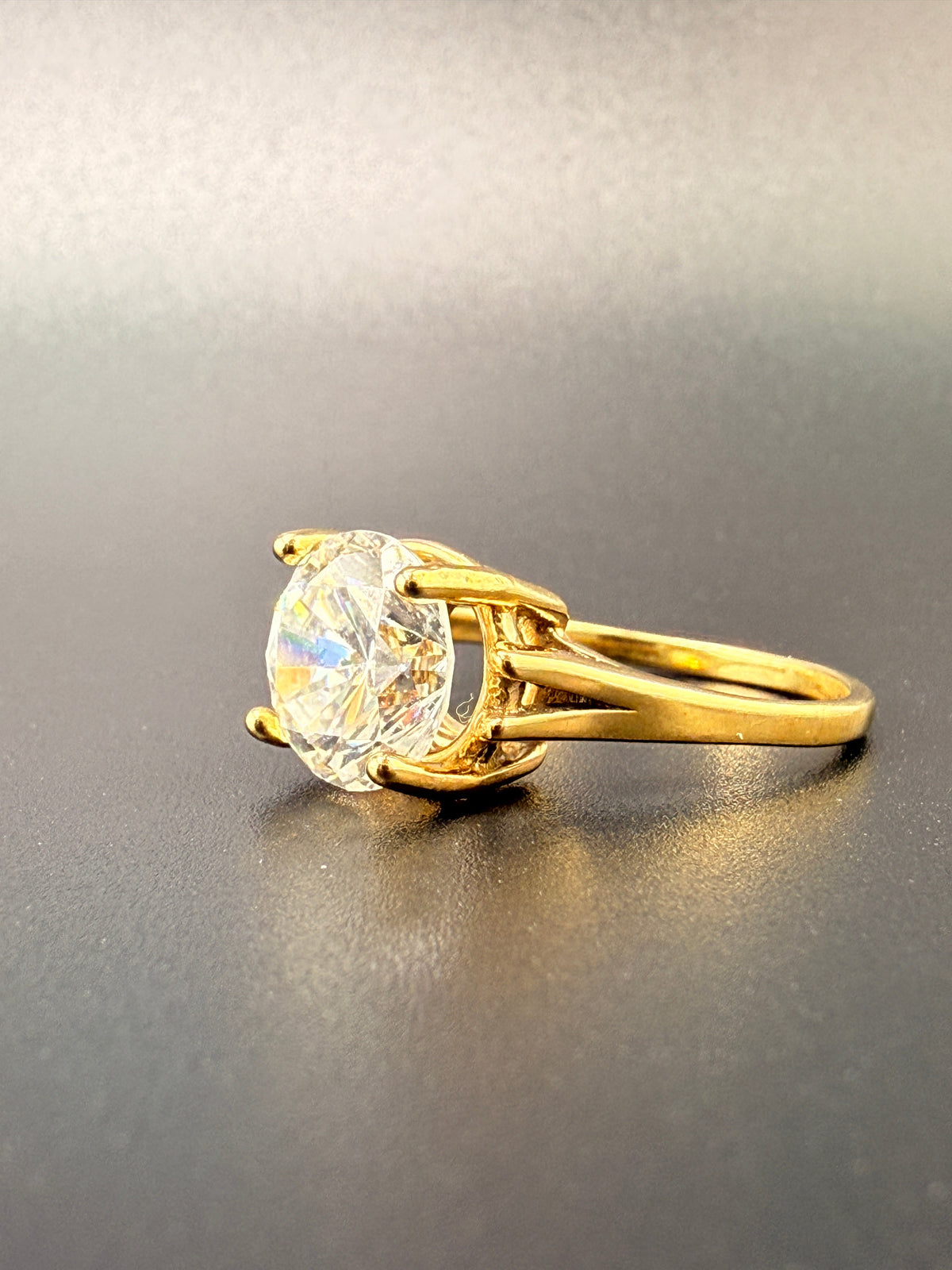 14K Gold Bonded Sterling Silver 2 CT CZ Diamond Solitaire Wedding Ring – Size 7 detail view