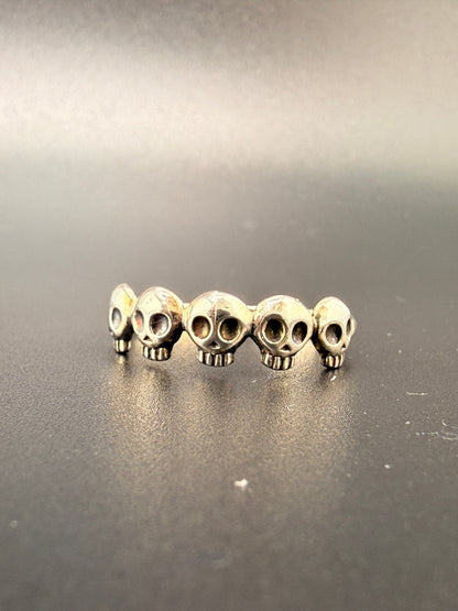 Sterling Silver 5 Skull Ring