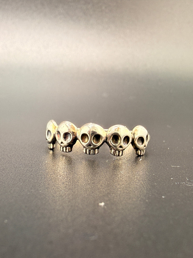 Sterling Silver 5 Skull Ring