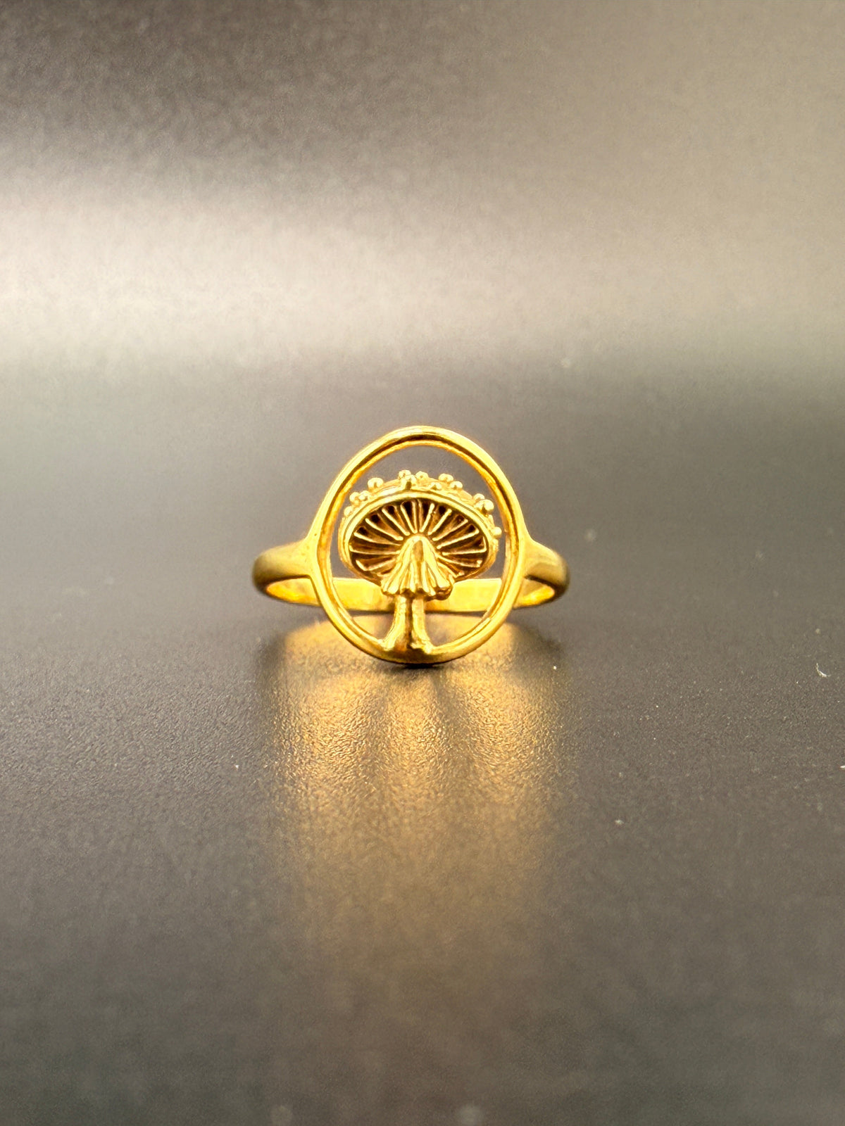14K Gold Bonded Sterling Silver Mushroom Ring – Unique Mushroom Jewelry - 6