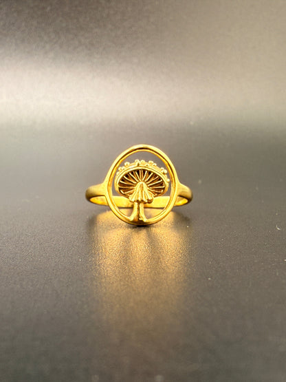 14K Gold Bonded Sterling Silver Mushroom Ring – Unique Mushroom Jewelry - 6