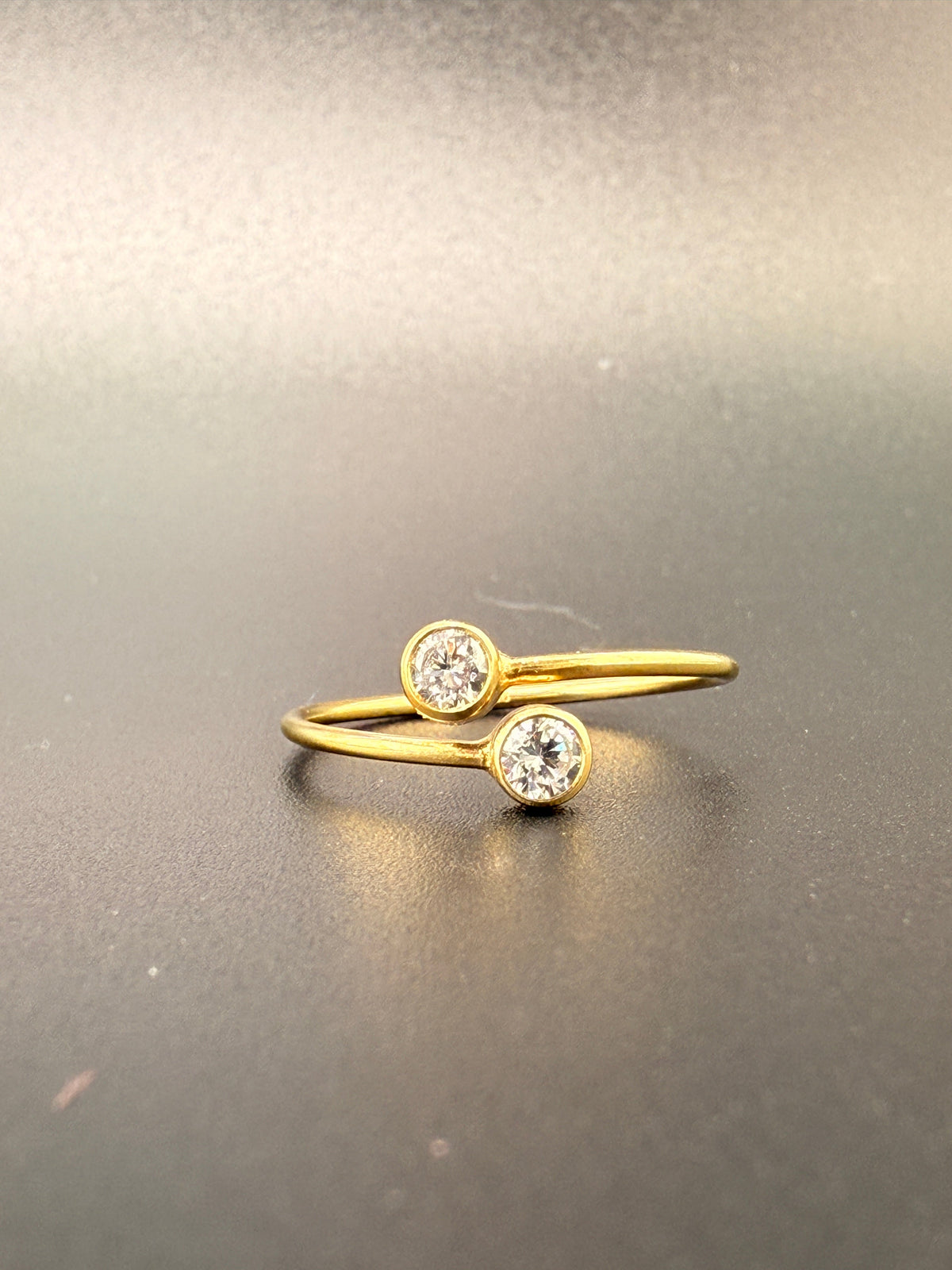 14K Gold Bonded Sterling Silver Double CZ Diamond Ring - 7 detail view