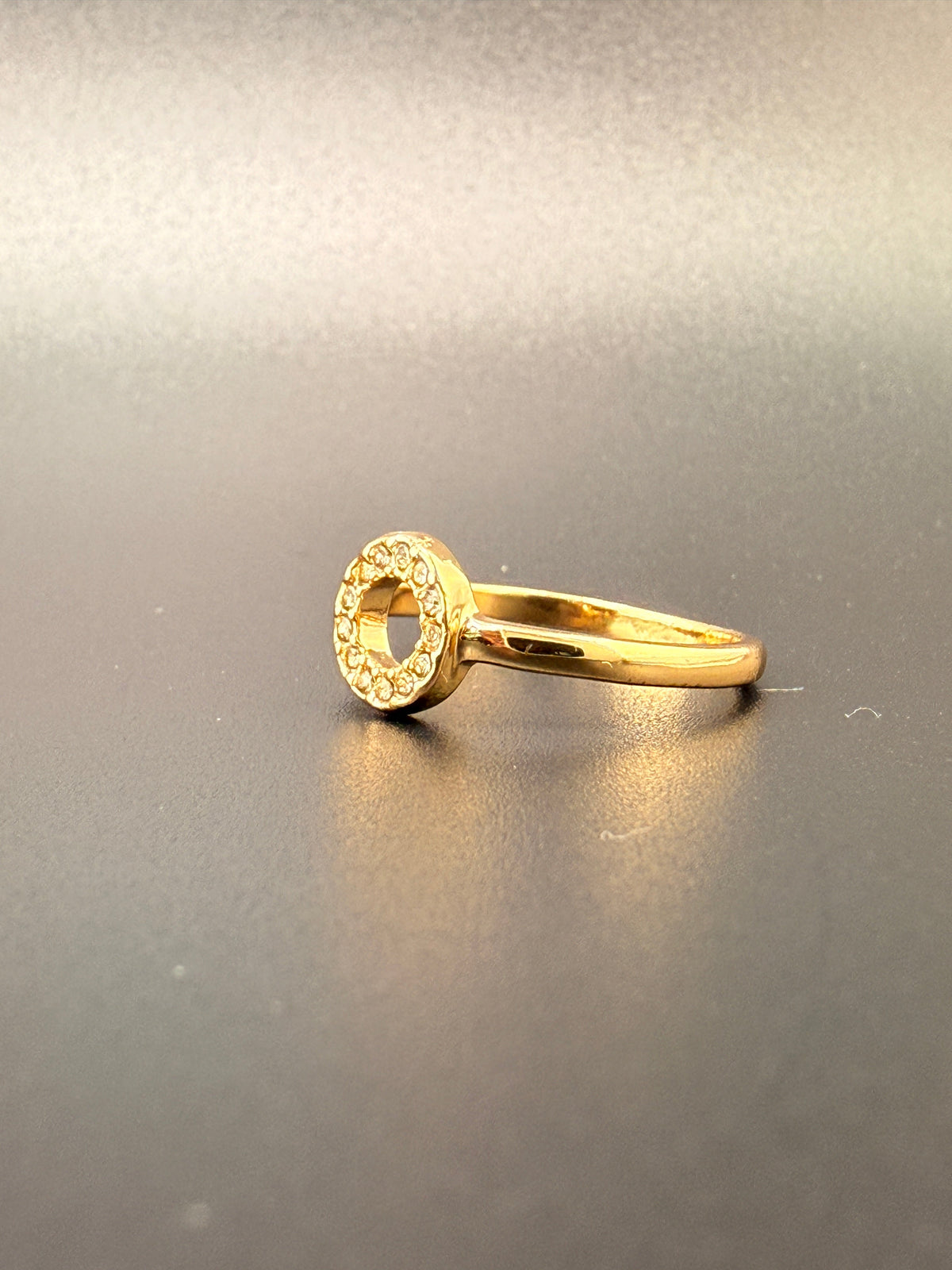 14K Gold Bonded Sterling Silver CZ Circle Ring - 7.5