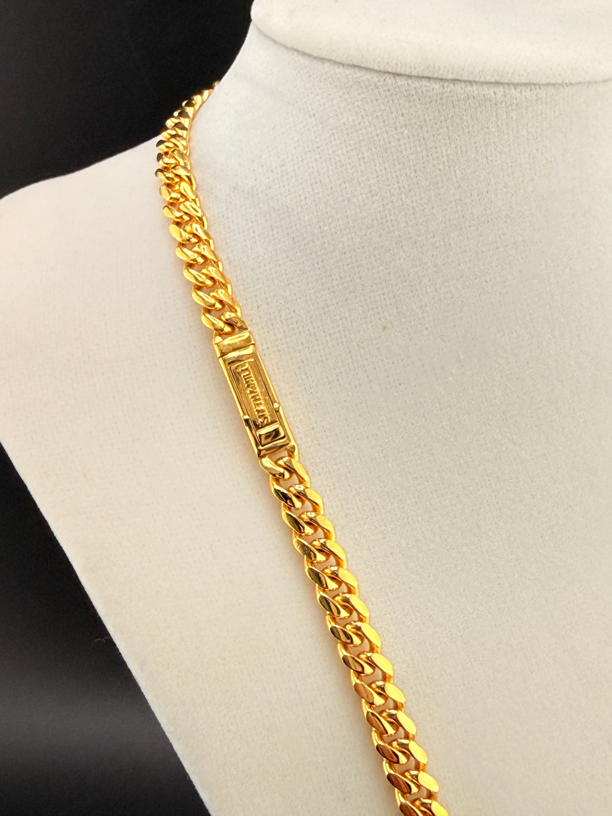 14Kt Gold Bonded over Sterling 925 Silver Solid Cuban Link Chain Necklace 6.5MM / 22 in