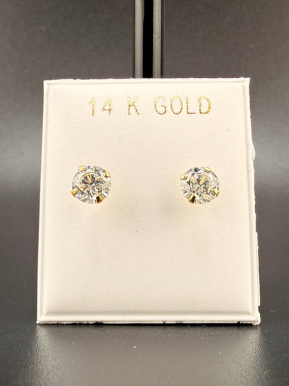 14K Gold 2CT CZ Diamond Stud Earrings