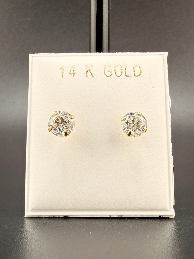 14K Gold 2CT CZ Diamond Stud Earrings
