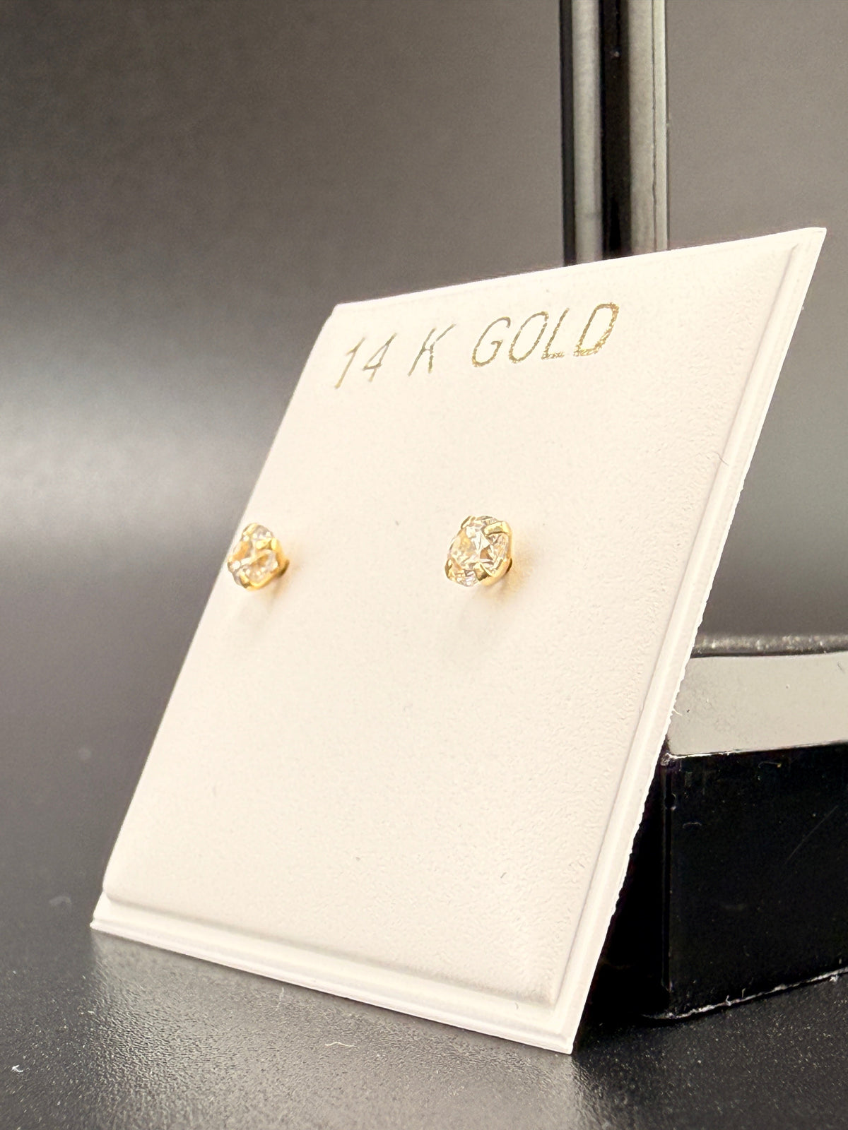 14K Gold 0.10 CT CZ Diamond Stud Earrings alternate product view