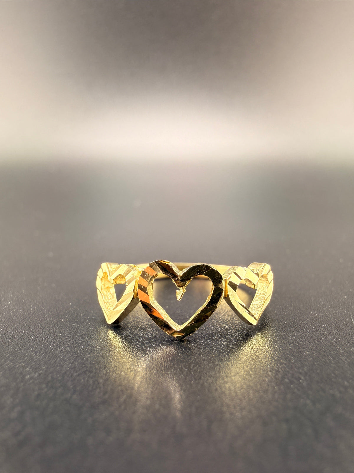 10K Gold 3 Heart Women’s Ring – Size 7 | 1.6g Solid Gold Love Ring | Jewelry Connect