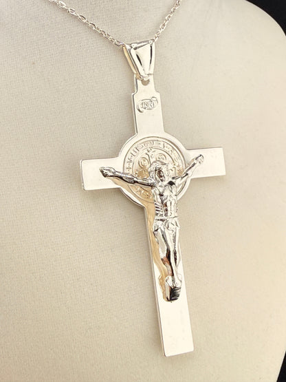 .925 Sterling Silver Jesus on the Cross Pendant – 4.5 Inch
