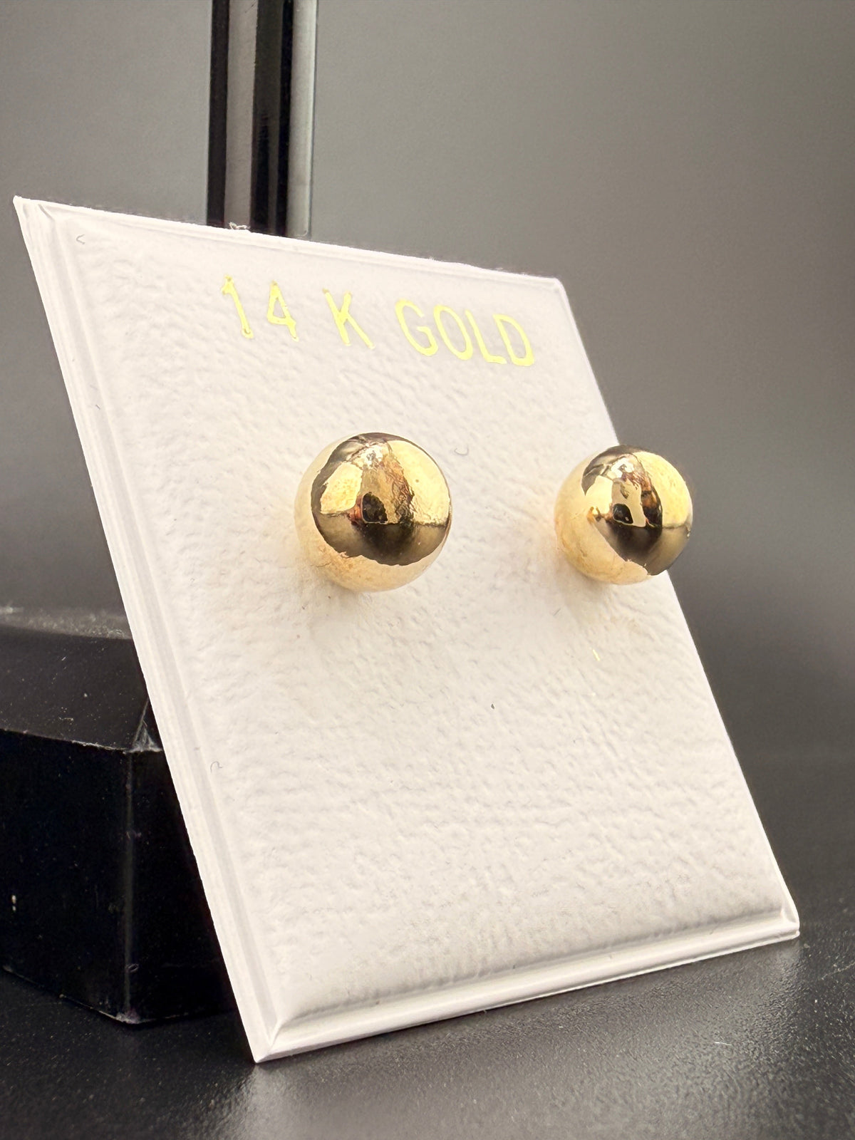 14K Solid Gold 6MM Ball Stud Earrings alternate product view