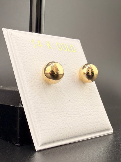 14K Solid Gold 6MM Ball Stud Earrings