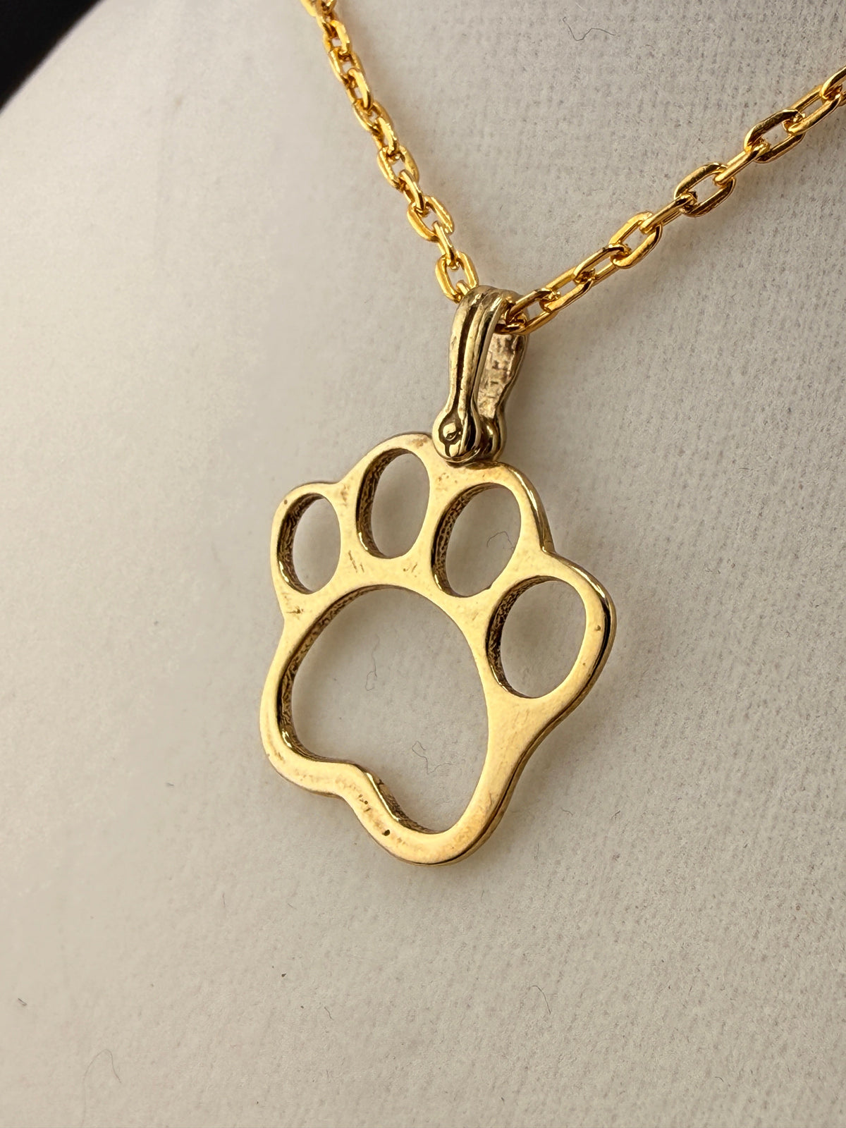 14K Gold Bonded Dog Paw Pendant – .925 Sterling Silver, 1.5 Inch detail view