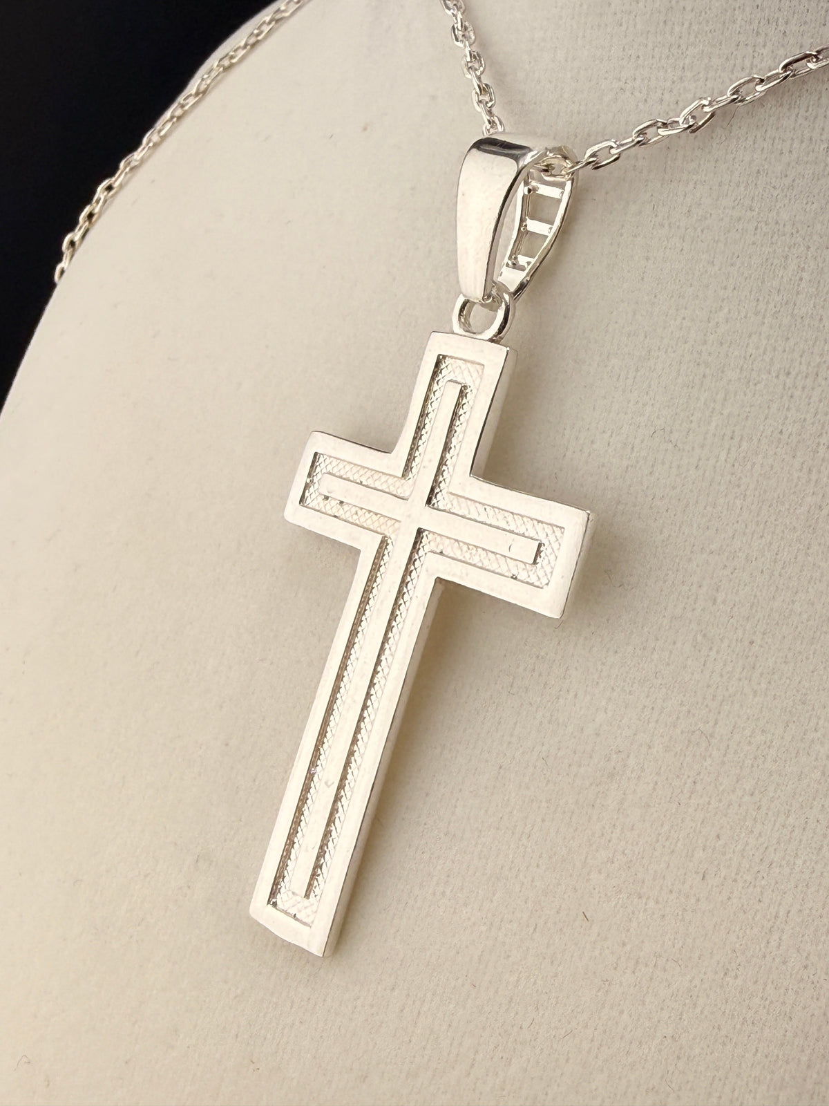 .925 Sterling Silver Cross Pendant – 2.6" Religious Cross Necklace Pendant