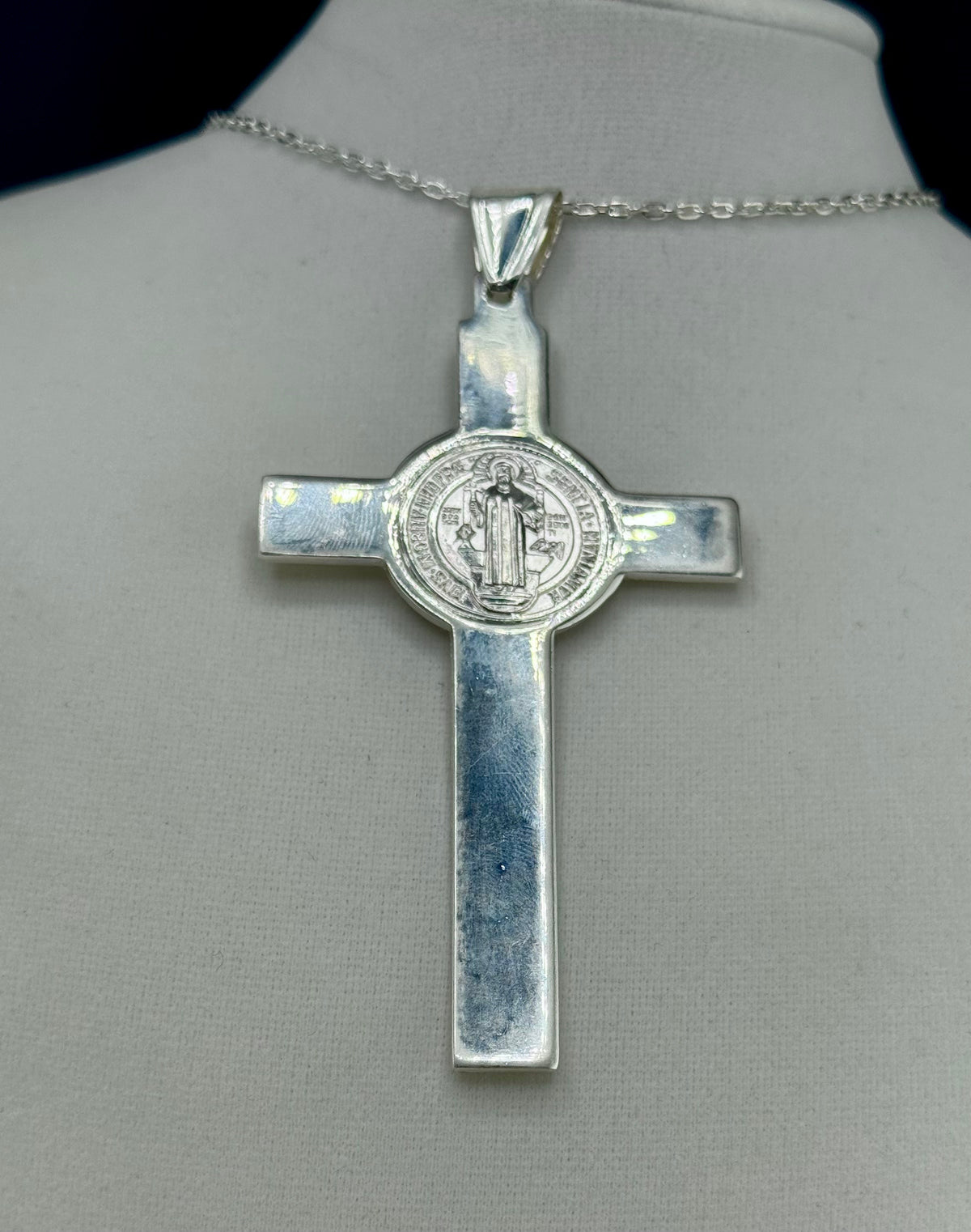 .925 Sterling Silver Jesus on Cross Pendant — 4.24 Inches detail view